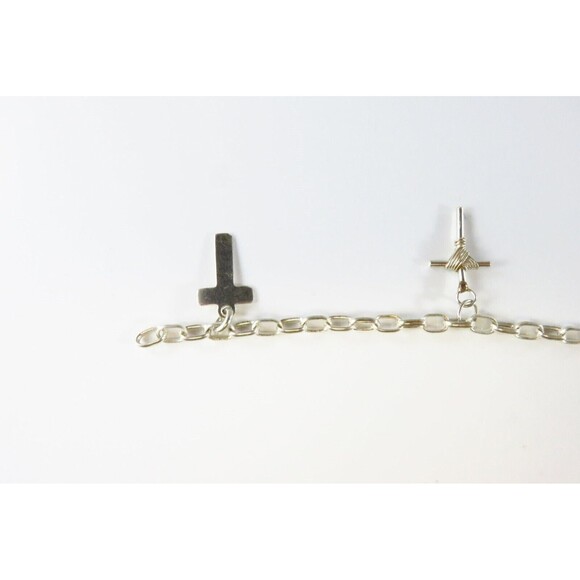 Christian Cross Cable Chain Charm Bracelet in Sterling Silver 7" Spring Ring - Picture 7 of 10